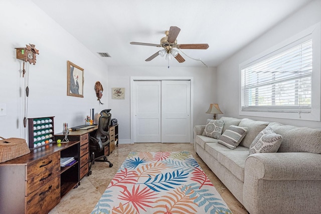 1030 Haste Ln, Englewood, FL 34223 - office area featuring a ceiling fan