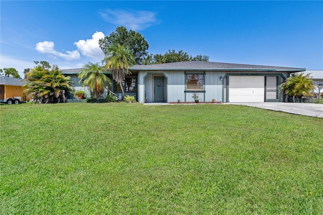 7104 Castilla St, Port Charlotte, FL 33981 - single story home with a garage, concrete driveway, and a front lawn