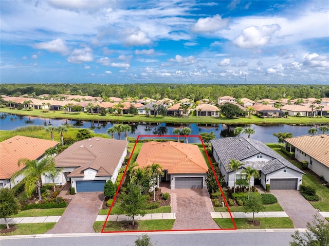 1530 Hyssop Loop, North Port, FL 34289 - aerial view of residential area with property parcel outlined and a nearby body of water