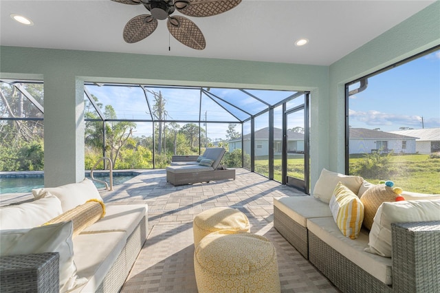 184 Spring Dr, Rotonda West, FL 33947 - sunroom / solarium featuring ceiling fan and an outdoor living space