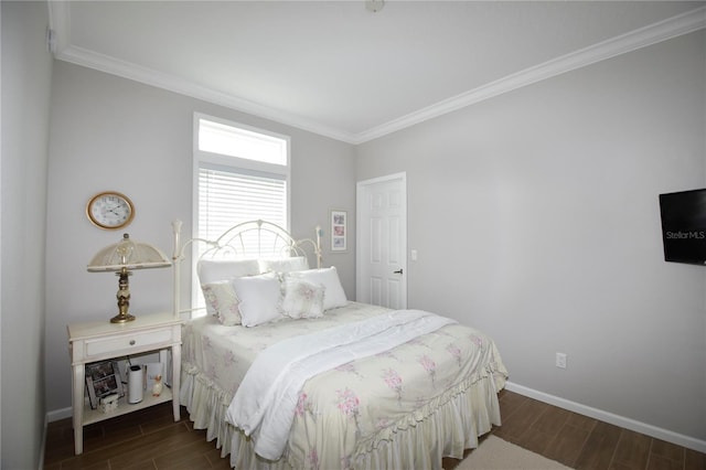 4354 Manatee Loop Unit 16A, Punta Gorda, FL 33950 - bedroom with dark wood-style flooring and ornamental molding