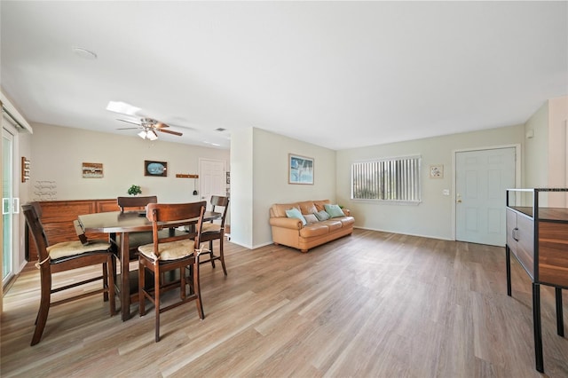 7580 Hanchey St, North Port, FL 34287 - dining area with light wood-style floors and a ceiling fan