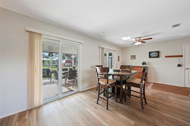 7580 Hanchey St, North Port, FL 34287 - dining room featuring light wood-style floors and a ceiling fan