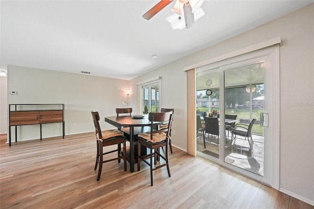 7580 Hanchey St, North Port, FL 34287 - dining room with light wood-type flooring and ceiling fan