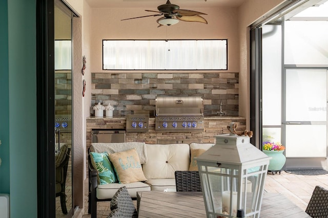 1131 Rotonda Cir, Rotonda West, FL 33947 - living room with healthy amount of natural light and a ceiling fan