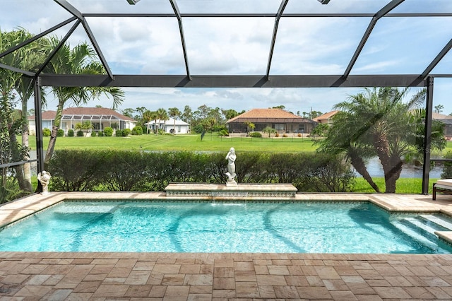 1131 Rotonda Cir, Rotonda West, FL 33947 - swimming pool with a lanai, a patio area, and a yard