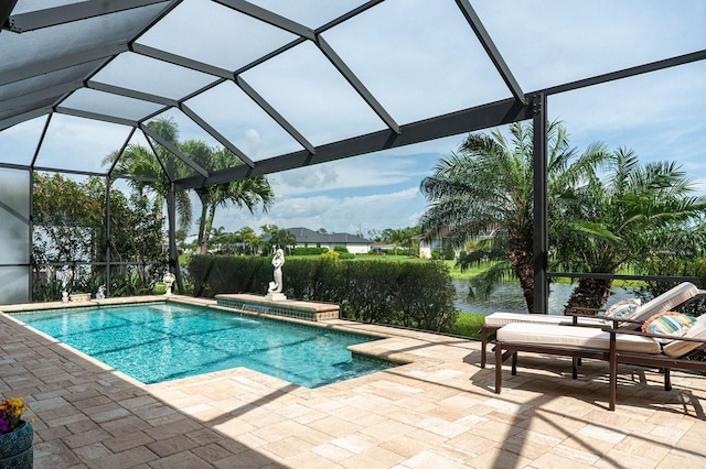 1131 Rotonda Cir, Rotonda West, FL 33947 - outdoor pool with a patio, a lanai, and a water view