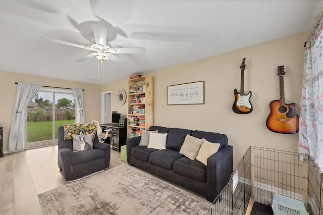 7590 Lyncrest St, North Port, FL 34287 - living area featuring ceiling fan and an office area