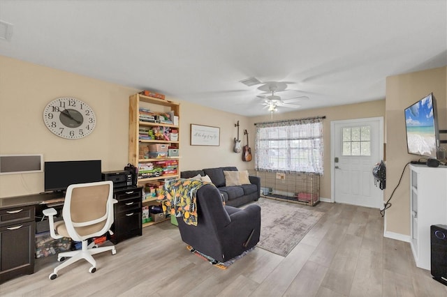 7590 Lyncrest St, North Port, FL 34287 - home office featuring light wood-style floors and ceiling fan