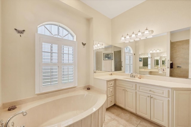 4 Pine Valley Pl, Rotonda West, FL 33947 - bathroom with a bath, vanity, and tile patterned floors