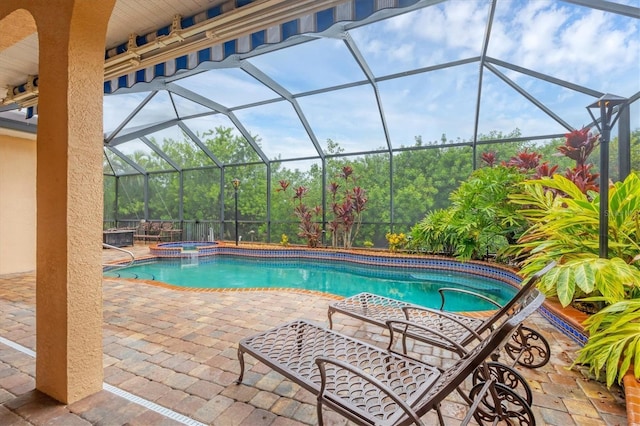 4 Pine Valley Pl, Rotonda West, FL 33947 - view of pool with a patio area, a pool with connected hot tub, and a lanai