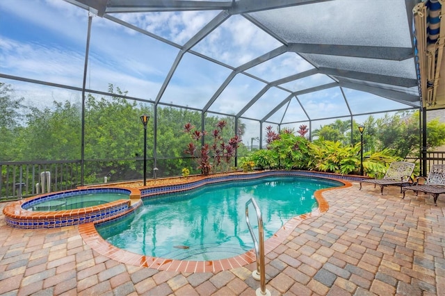 4 Pine Valley Pl, Rotonda West, FL 33947 - view of pool featuring a patio, a pool with connected hot tub, and a lanai