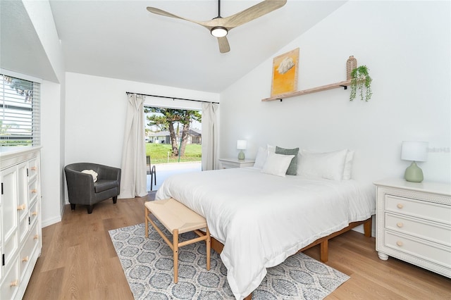 172 Mariner Ln, Rotonda West, FL 33947 - bedroom with access to exterior, lofted ceiling, light wood-style floors, and ceiling fan