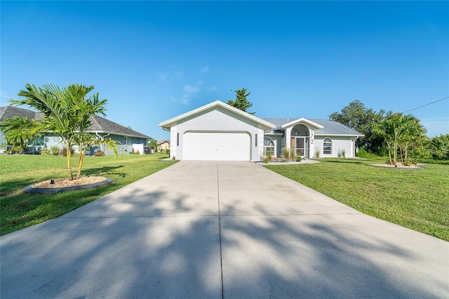 172 Mariner Ln, Rotonda West, FL 33947 - ranch-style house featuring concrete driveway, an attached garage, a front lawn, and stucco siding