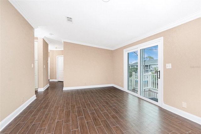 9150 Pine Cove Dr, Englewood, FL 34224 - unfurnished room with crown molding and dark wood-style flooring