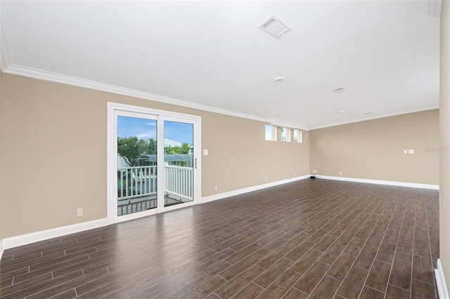 9150 Pine Cove Dr, Englewood, FL 34224 - empty room with dark wood-style flooring and crown molding