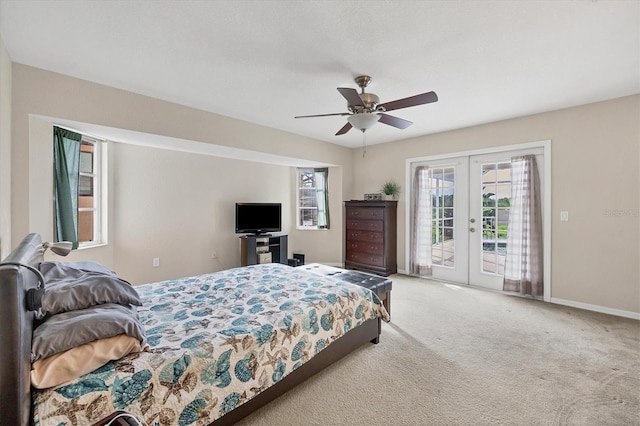 102 Marker Rd, Rotonda West, FL 33947 - bedroom featuring access to outside, french doors, carpet floors, and ceiling fan