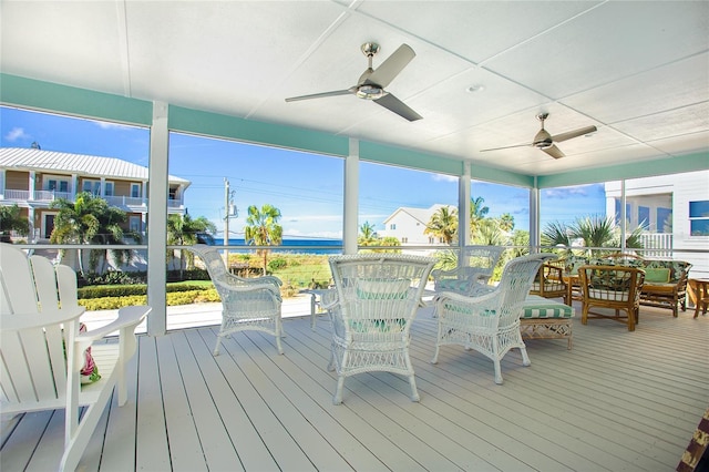 100 S Gulf Blvd, Placida, FL 33946 - sunroom / solarium featuring a ceiling fan and plenty of natural light