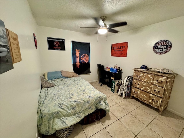 26591 Fairway Dr Unit A & B, Punta Gorda, FL 33982 - bedroom featuring a textured ceiling, light tile patterned flooring, and ceiling fan