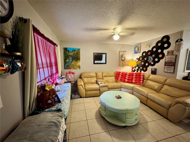 26591 Fairway Dr Unit A & B, Punta Gorda, FL 33982 - tiled living area with a ceiling fan and a textured ceiling