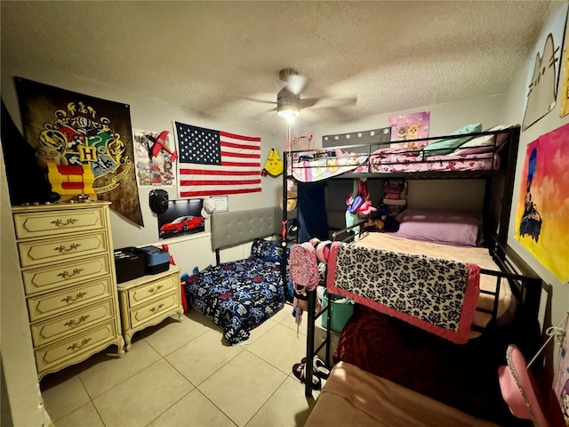 26591 Fairway Dr Unit A & B, Punta Gorda, FL 33982 - bedroom with a textured ceiling, tile patterned floors, and a ceiling fan