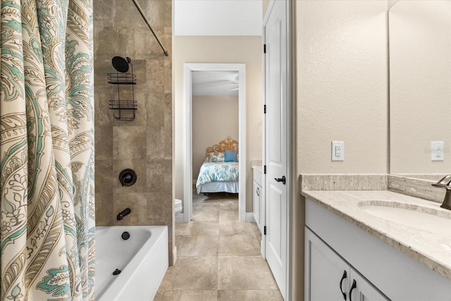 15044 San Domingo Blvd, Port Charlotte, FL 33981 - full bath featuring vanity, shower / bathtub combination with curtain, and connected bathroom