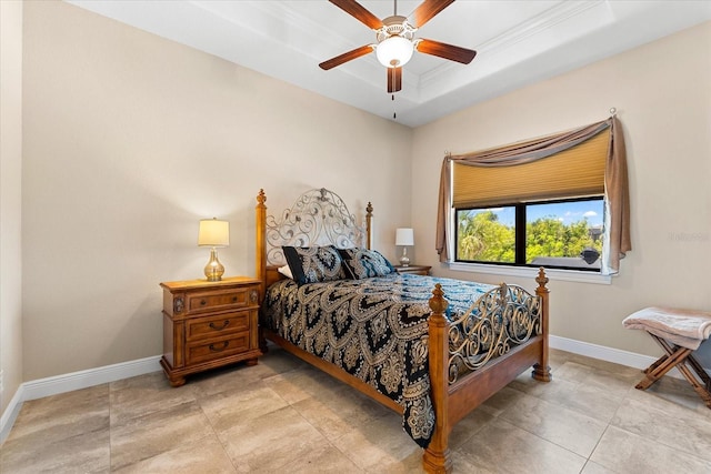 15044 San Domingo Blvd, Port Charlotte, FL 33981 - bedroom with a raised ceiling, ceiling fan, and ornamental molding