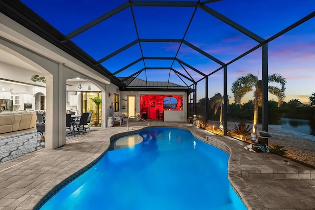 15044 San Domingo Blvd, Port Charlotte, FL 33981 - swimming pool featuring a patio area and glass enclosure