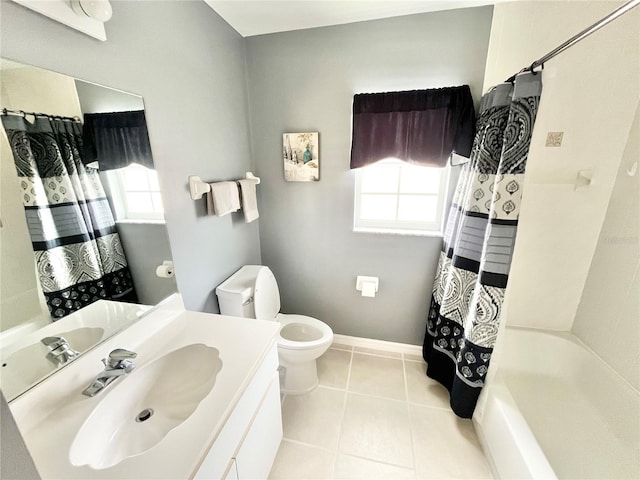 11644 SW Egret Cir Unit 905, Lake Suzy, FL 34269 - bathroom featuring vanity, shower / bath combination with curtain, and tile patterned flooring