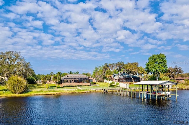 view of water feature featuring a boat dock