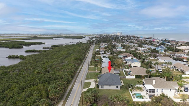 bird's eye view featuring a water view