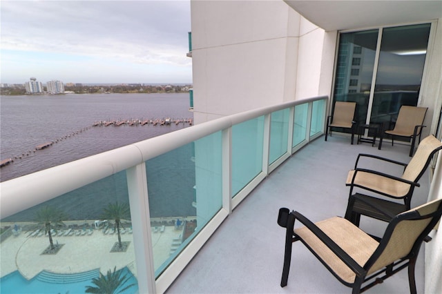 balcony with a water view