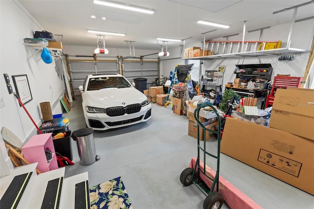 garage with a garage door opener