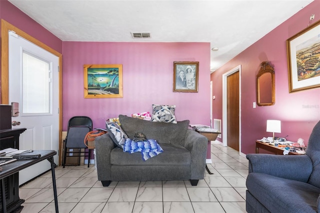 living area with visible vents