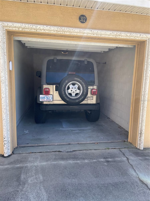 view of garage