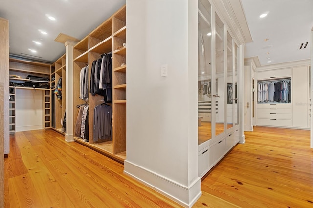 spacious closet with light wood-type flooring