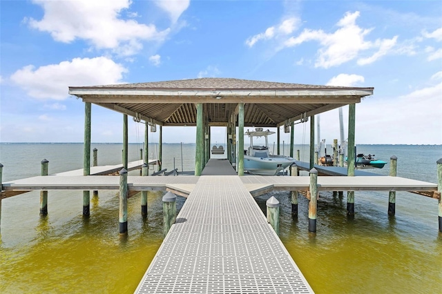 view of dock featuring a water view