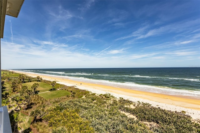 property view of water featuring a view of the beach