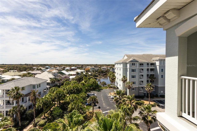 exterior space with a water view