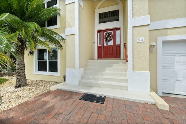 entrance to property with a garage