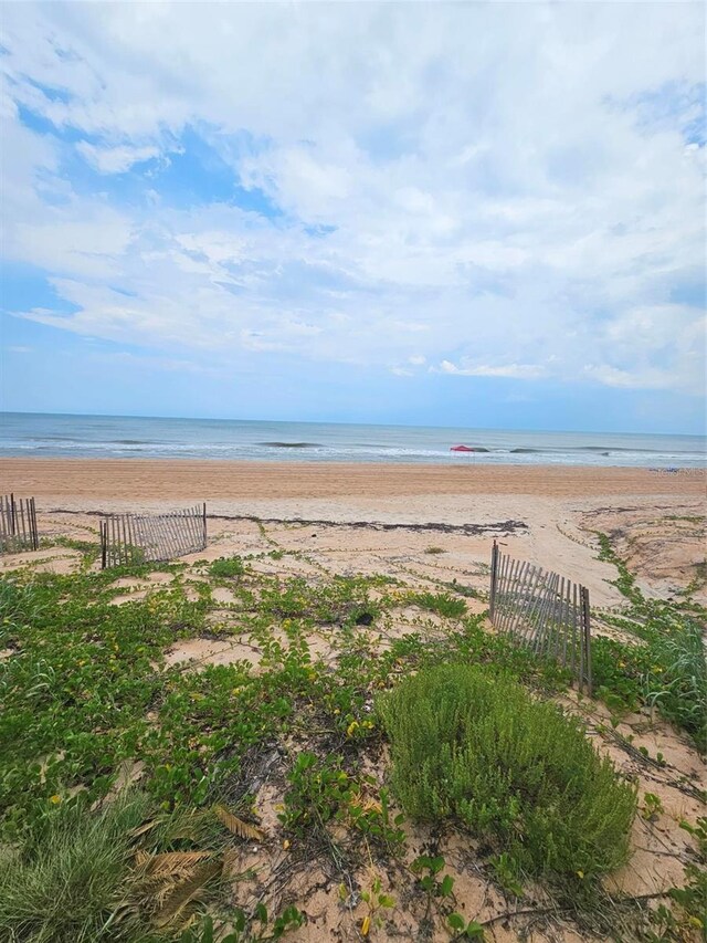 view of water feature featuring a beach view