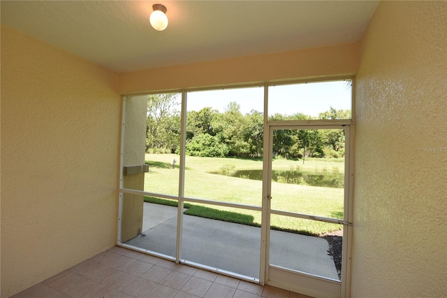 entryway with light tile floors