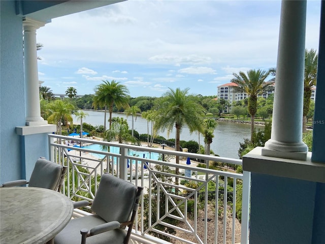 balcony with a water view