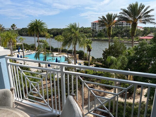 balcony with a water view