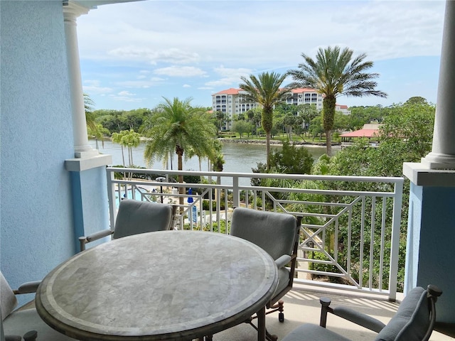 balcony with a water view