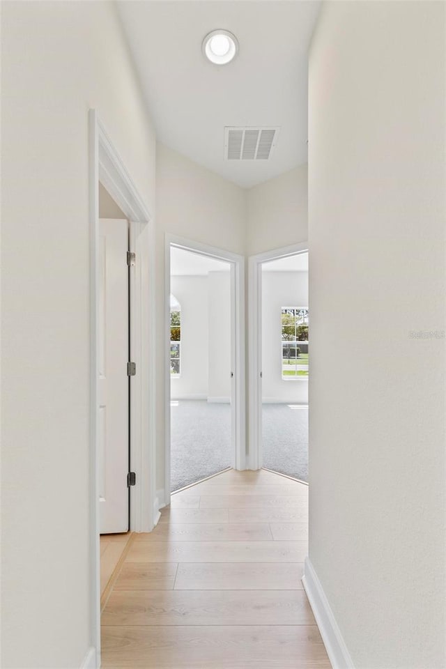 corridor featuring light hardwood / wood-style flooring