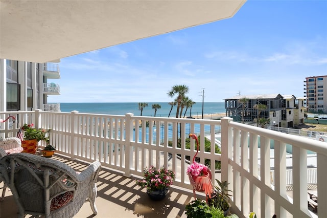 balcony with a water view