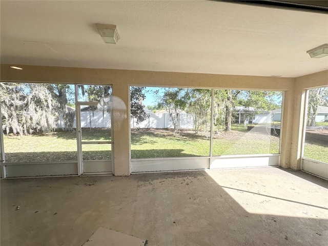 view of unfurnished sunroom