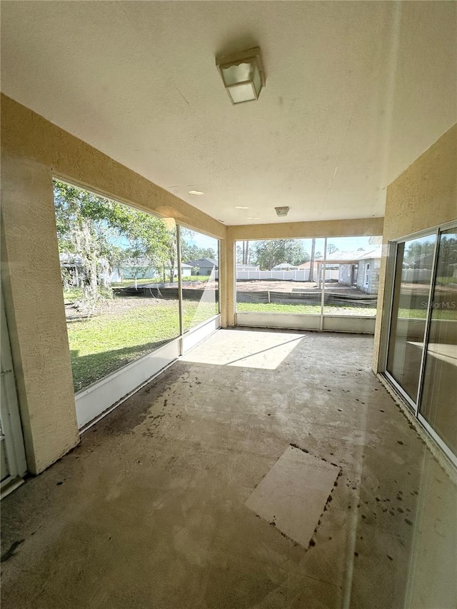 view of unfurnished sunroom