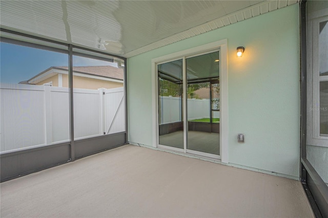 view of unfurnished sunroom